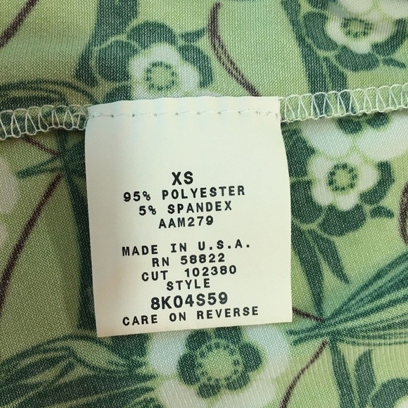 Studio M Women's Green Beige Print Sheath Dress Medallion Neck Sz X-Small Floral - Picture 11 of 12